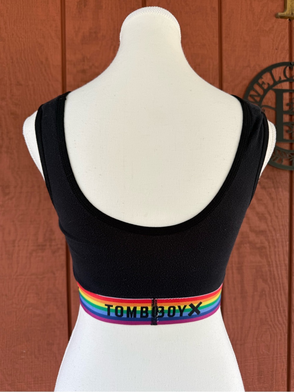 TOMBOYX Essentials Soft Bra Black Rainbow Logo Pride Bralette - Picture 4 of 6